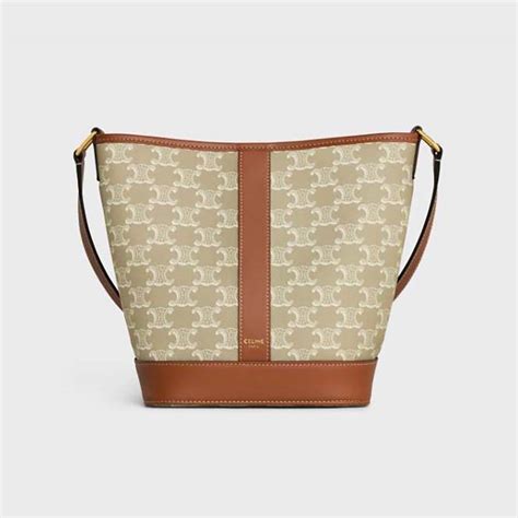 celine small bucket in triomphe canvas|Women's Small bucket in Triomphe canvas and calfskin.